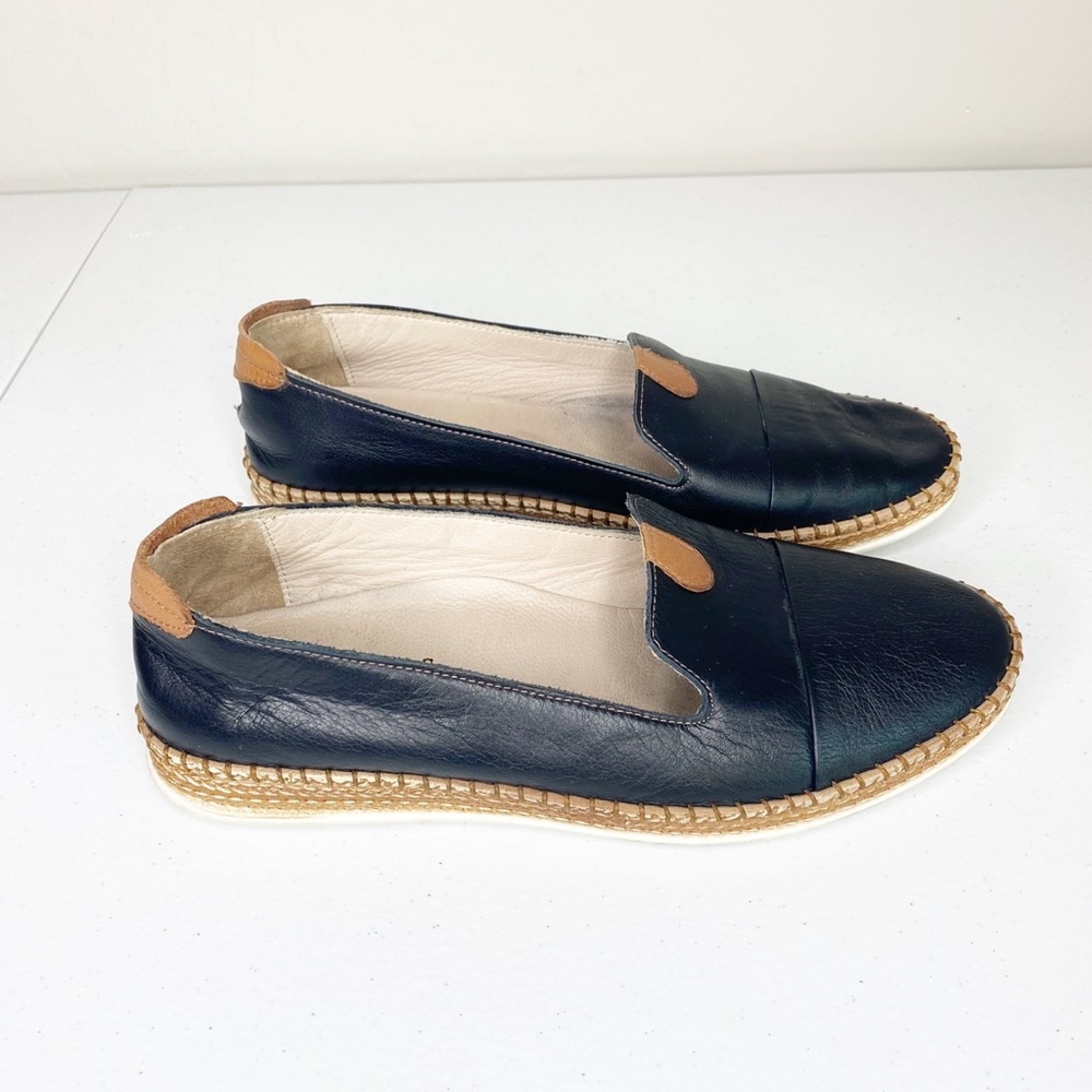 Marina Leather Espadrille Flat Black Size 39